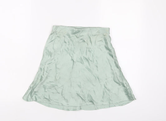 H&M Womens Green Polyester A-Line Skirt Size XS