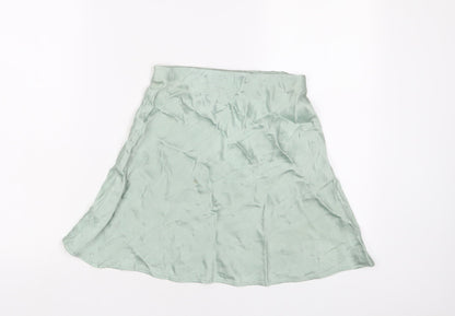 H&M Womens Green Polyester A-Line Skirt Size XS