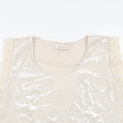 Womens UK Size 14 Per Una Beige Basic Tank