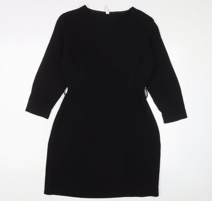 Mango Womens Black Polyester Sheath Size M V-Neck Zip