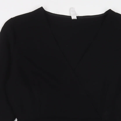 Mango Womens Black Polyester Sheath Size M V-Neck Zip