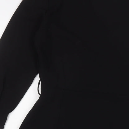 Mango Womens Black Polyester Sheath Size M V-Neck Zip