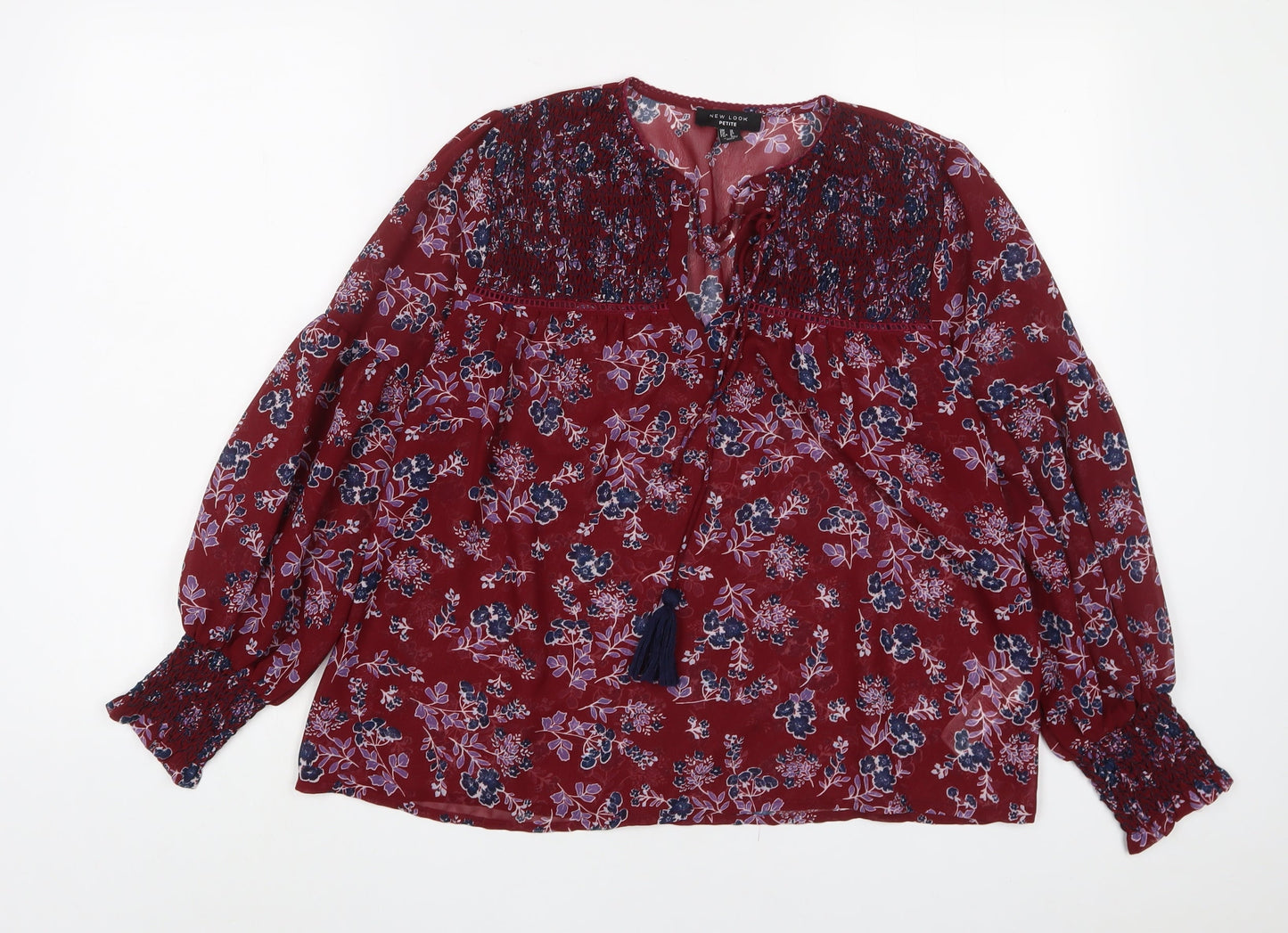 Womens UK Size 10 New Look Red Basic Blouse