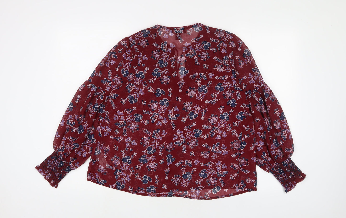 Womens UK Size 10 New Look Red Basic Blouse