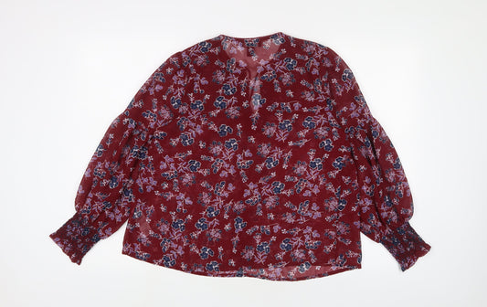 Womens UK Size 10 New Look Red Basic Blouse