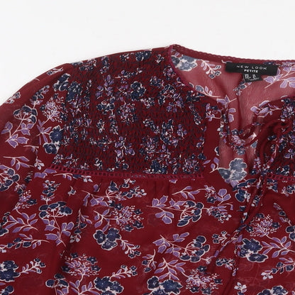 Womens UK Size 10 New Look Red Basic Blouse