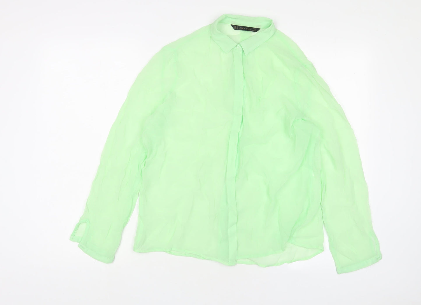 Womens UK Size M Zara Green Basic Button-Up
