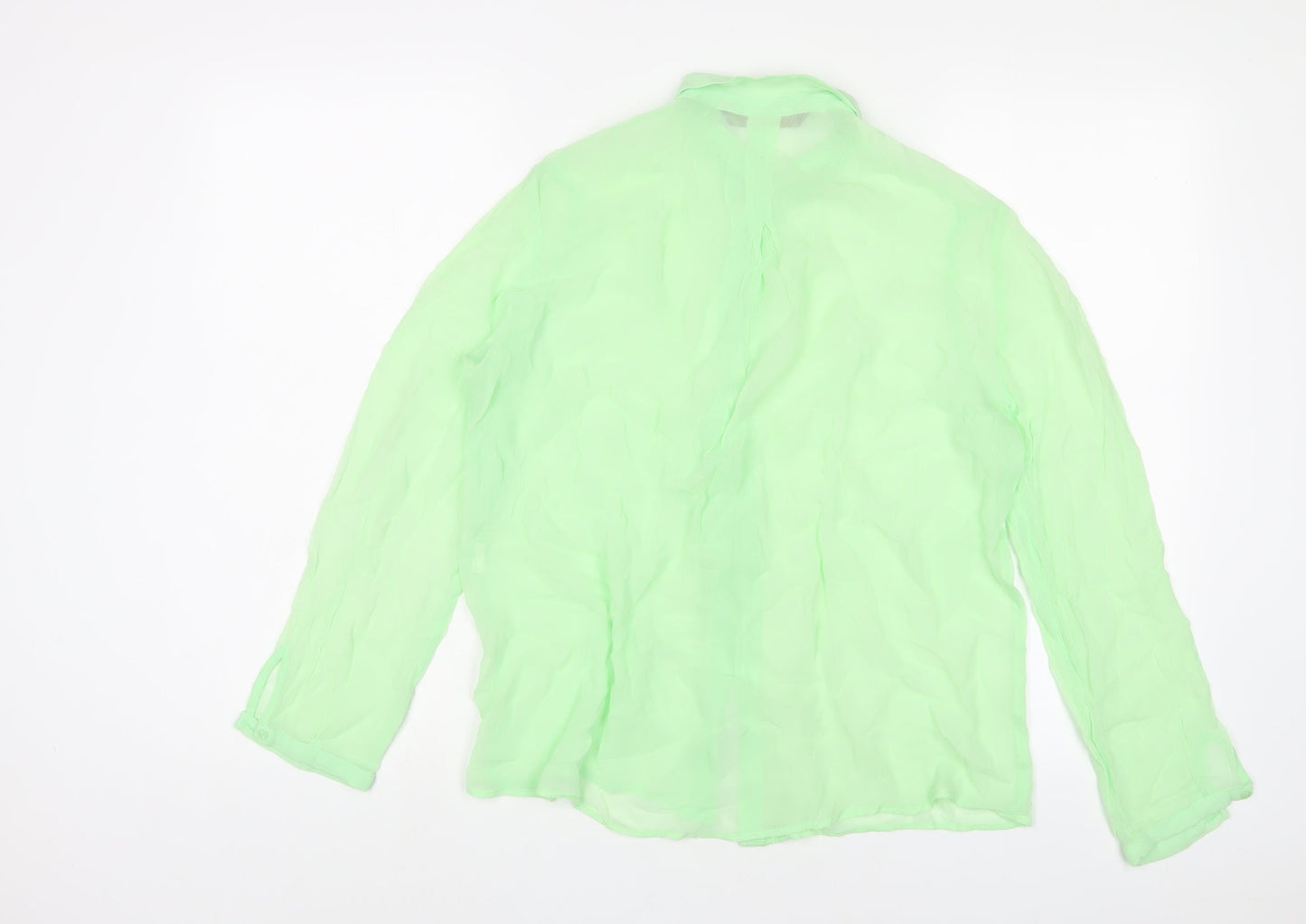 Womens UK Size M Zara Green Basic Button-Up