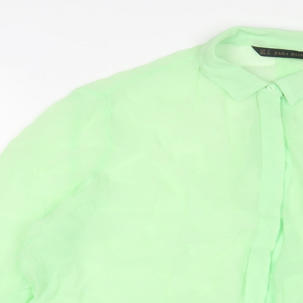 Womens UK Size M Zara Green Basic Button-Up