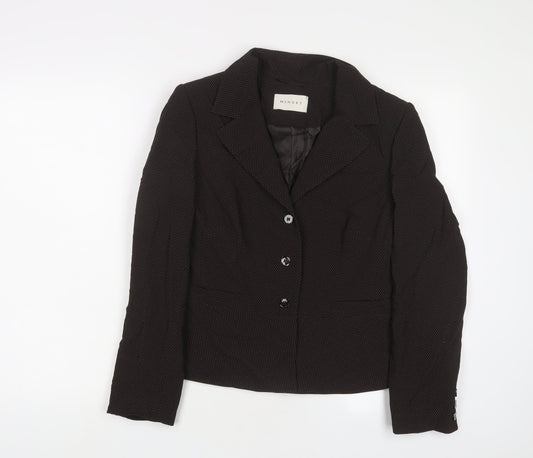 Minuet Womens Brown Polka Dot Jacket Blazer Size 10 Button