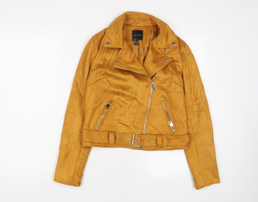 New Look Womens Yellow Jacket Size 12 Zip - Belted