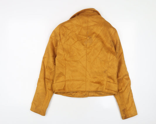 New Look Womens Yellow Jacket Size 12 Zip - Belted