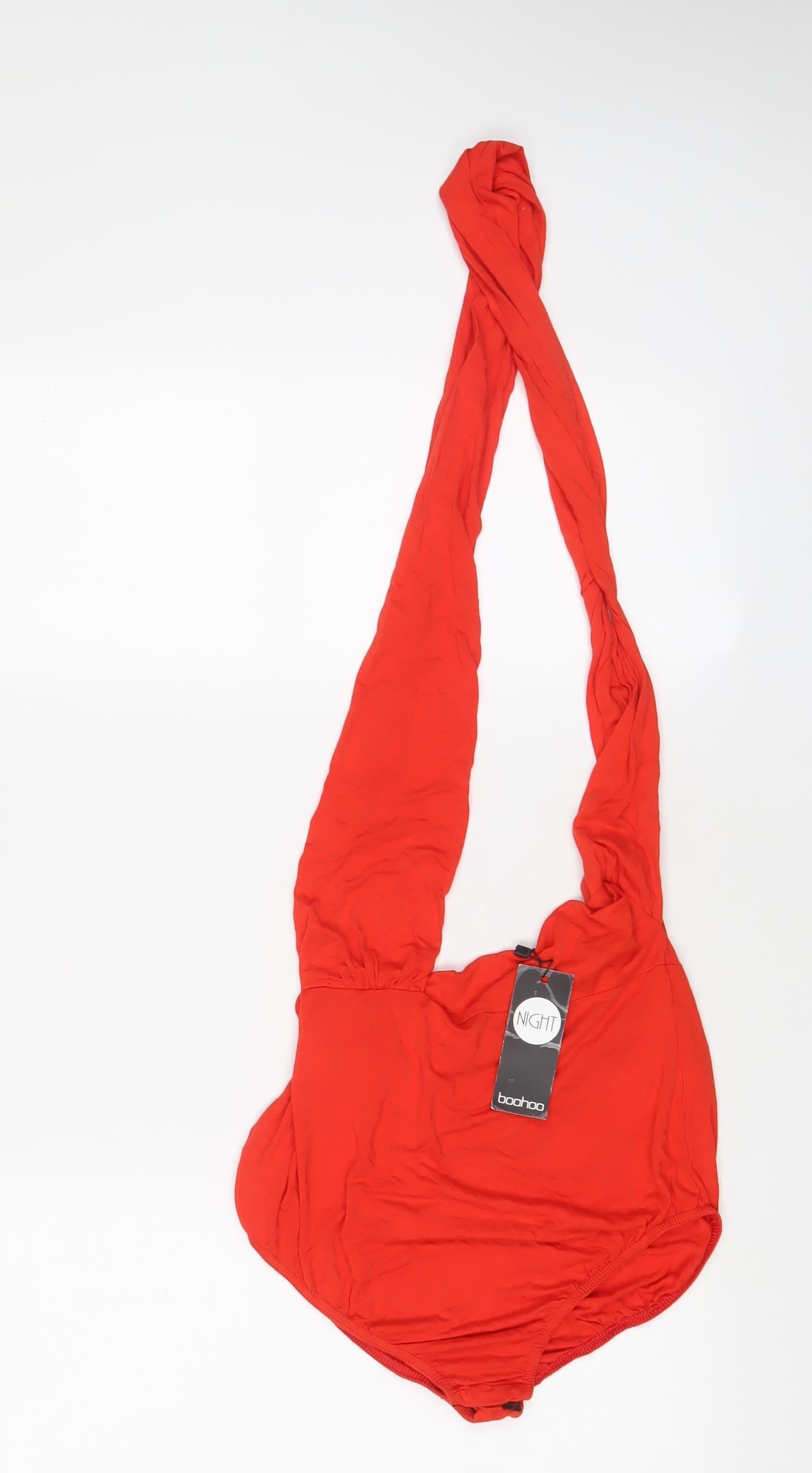 Boohoo Womens Red Polyester Bodysuit One-Piece Size 14 Pullover