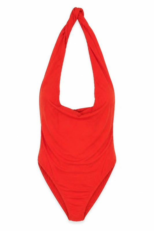 Womens UK Size 14 Boohoo One-Piece Red Bodysuit