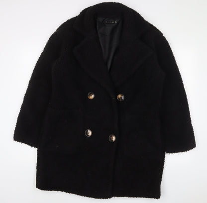 Womens UK Size 18 PRETTYLITTLETHING Black Overcoat
