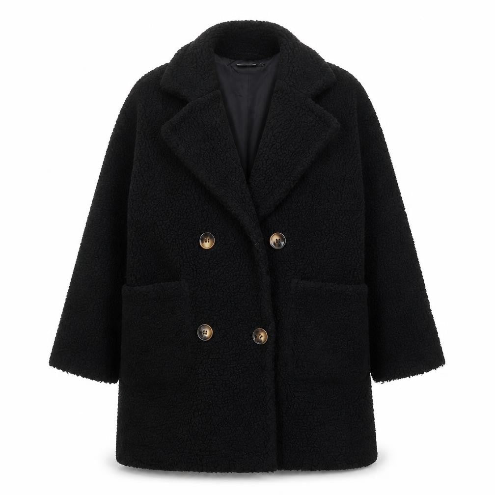 Womens UK Size 18 PRETTYLITTLETHING Black Overcoat
