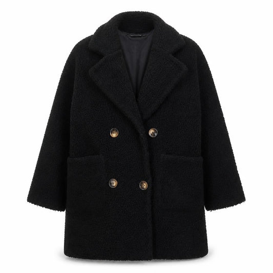 Womens UK Size 18 PRETTYLITTLETHING Black Overcoat