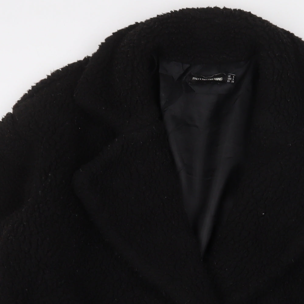 Womens UK Size 18 PRETTYLITTLETHING Black Overcoat