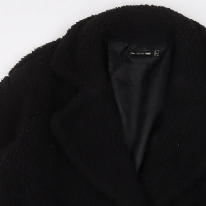 Womens UK Size 18 PRETTYLITTLETHING Black Overcoat