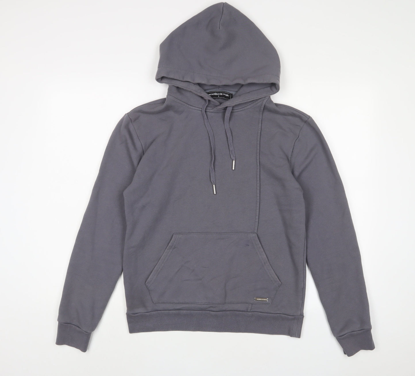 Manière De Voir Mens Grey Cotton Pullover Hoodie Size S