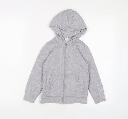 H&M Girls Grey Cotton Full Zip Hoodie Size 4-5 Years Zip