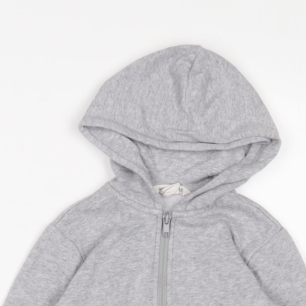 H&M Girls Grey Cotton Full Zip Hoodie Size 4-5 Years Zip