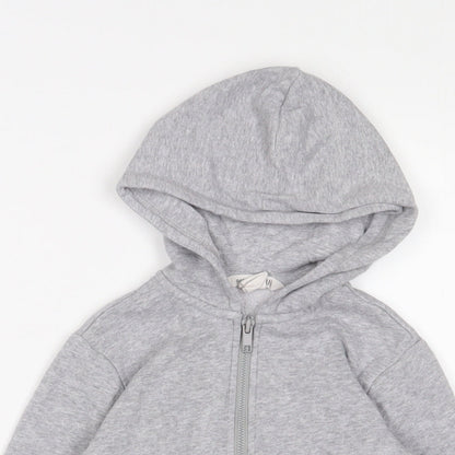 H&M Girls Grey Cotton Full Zip Hoodie Size 4-5 Years Zip