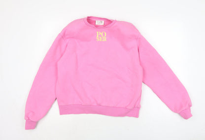 poser Womens Pink Cotton Pullover Sweatshirt Size S - Padded shoulders.