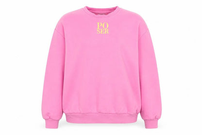 poser Womens Pink Cotton Pullover Sweatshirt Size S - Padded shoulders.