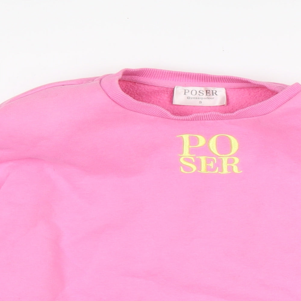 poser Womens Pink Cotton Pullover Sweatshirt Size S - Padded shoulders.