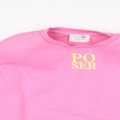 poser Womens Pink Cotton Pullover Sweatshirt Size S - Padded shoulders.