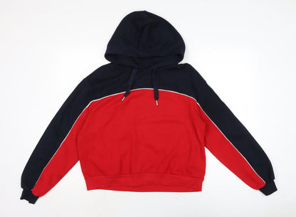 Divided Womens Black Cotton Pullover Hoodie Size M Drawstring