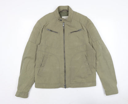 Mens UK Size L MNG Green Biker Coat