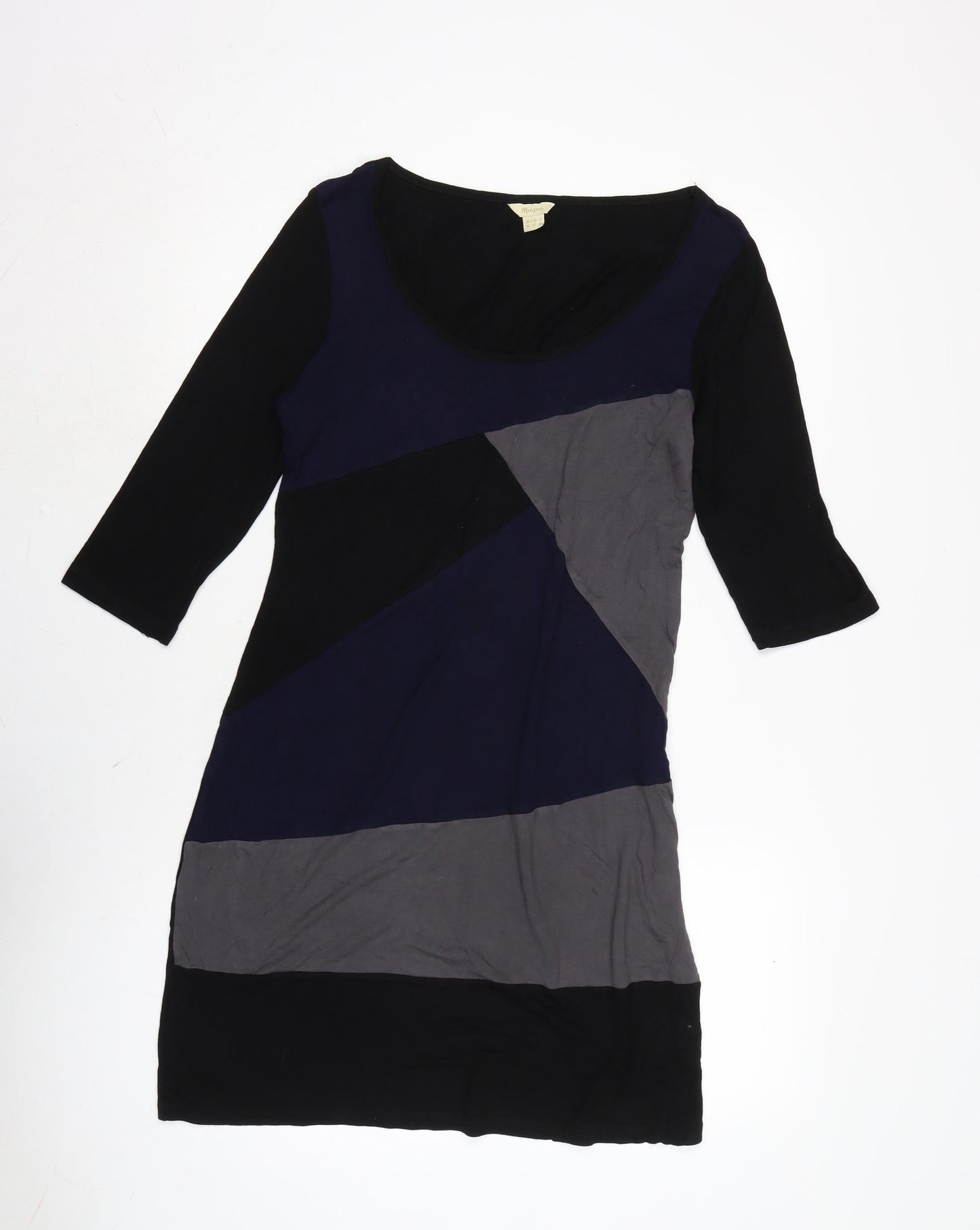 Monsoon Womens Multicoloured Colourblock Cotton Bodycon Size 14 Boat Neck