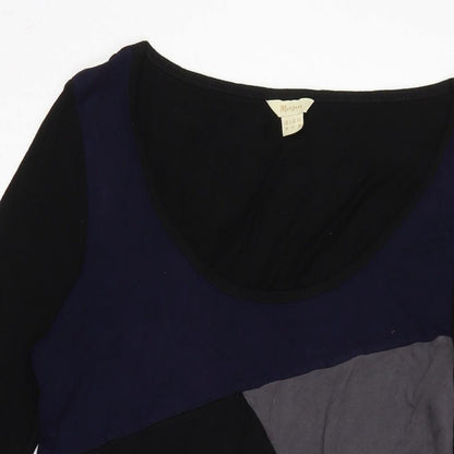 Monsoon Womens Multicoloured Colourblock Cotton Bodycon Size 14 Boat Neck