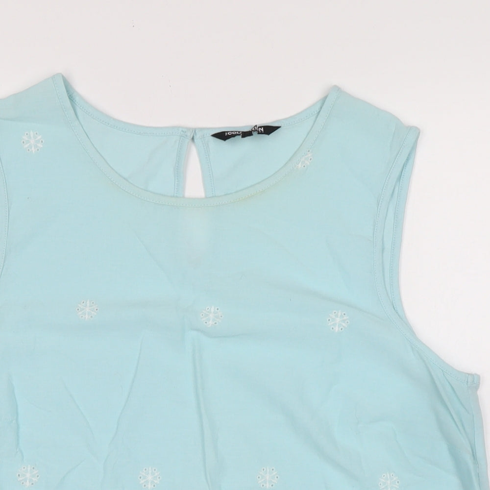 collection Womens Blue Cotton Basic Blouse Size 14 Crew Neck