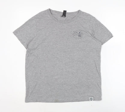 Maple Womens Grey Cotton Basic T-Shirt Size M Crew Neck