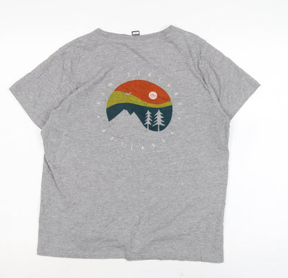 Maple Womens Grey Cotton Basic T-Shirt Size M Crew Neck