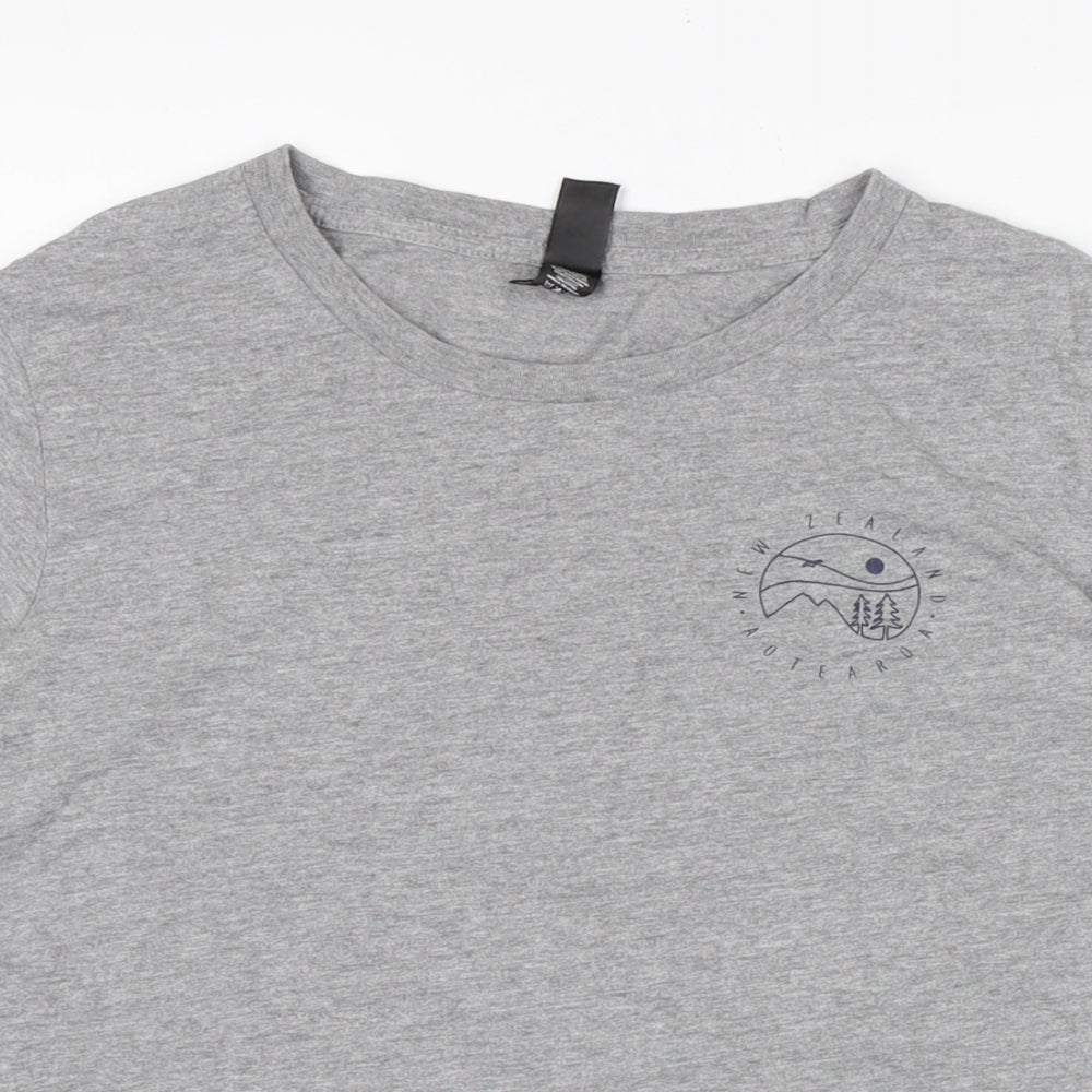 Maple Womens Grey Cotton Basic T-Shirt Size M Crew Neck