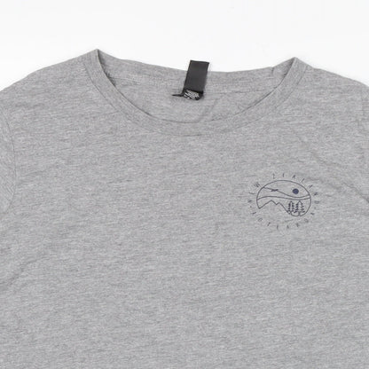 Maple Womens Grey Cotton Basic T-Shirt Size M Crew Neck