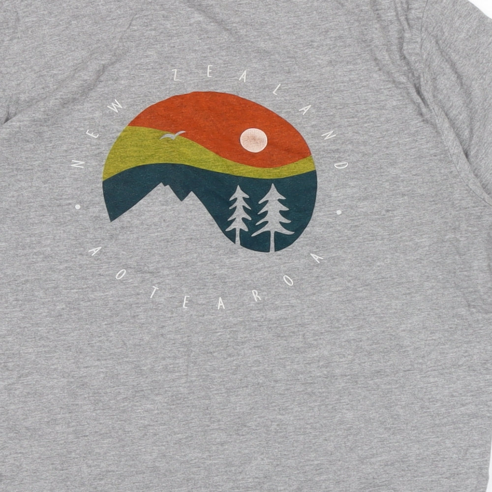 Maple Womens Grey Cotton Basic T-Shirt Size M Crew Neck