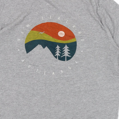 Maple Womens Grey Cotton Basic T-Shirt Size M Crew Neck