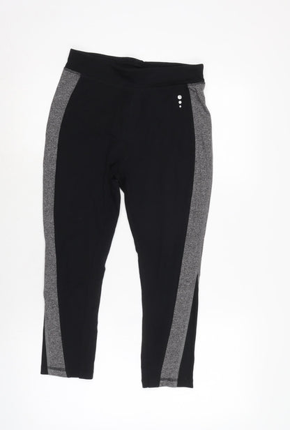 TU Womens Black Cotton Cropped Leggings Size 8 L21 in