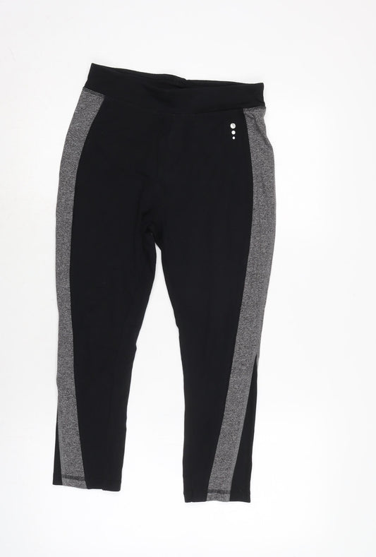 TU Womens Black Cotton Cropped Leggings Size 8 L21 in