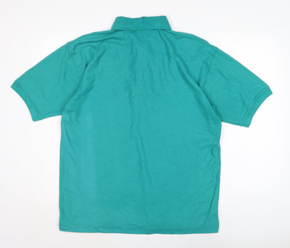 sportex Mens Green Cotton T-Shirt Size L Collared