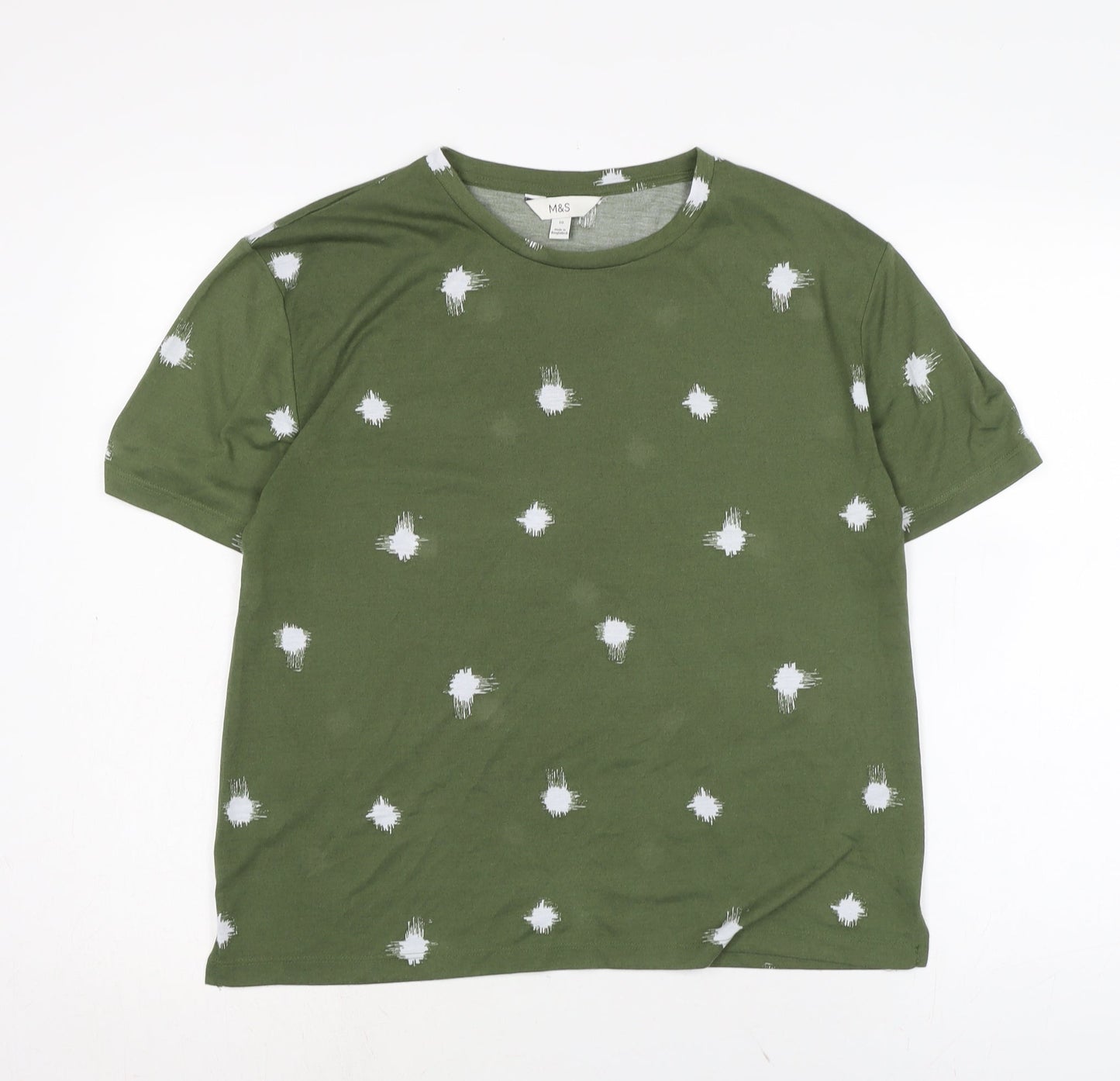 Womens UK Size 10 Marks and Spencer Green Basic T-Shirt