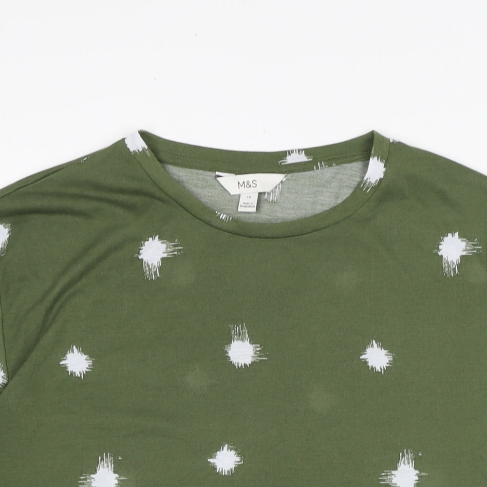 Womens UK Size 10 Marks and Spencer Green Basic T-Shirt