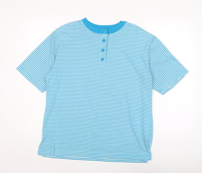 carriage court Womens Blue Cotton Basic T-Shirt Size M Crew Neck