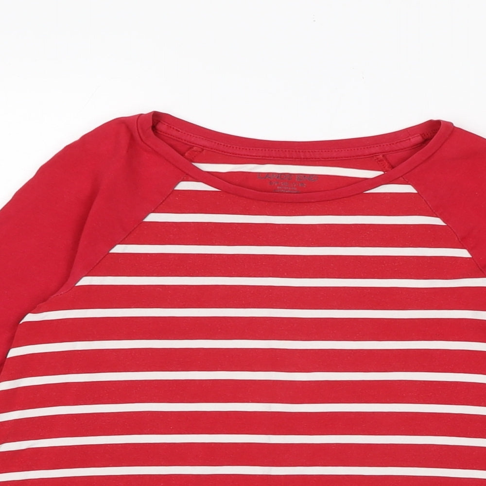 Lands' End Womens Red Cotton Basic T-Shirt Size S Crew Neck