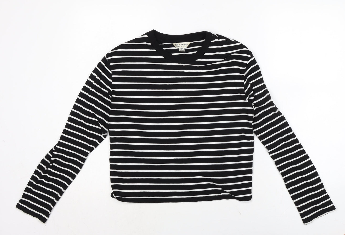 Miss Selfridge Womens Black Cotton Basic T-Shirt Size S Crew Neck